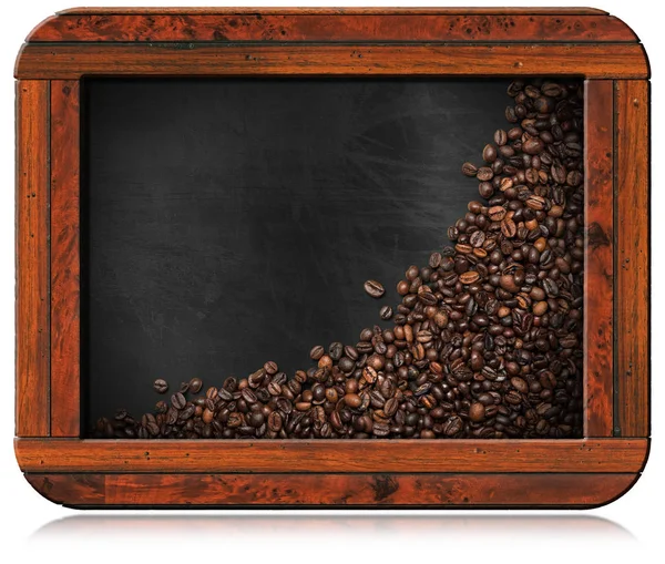 黑板上用咖啡豆和副本空间 — 图库照片