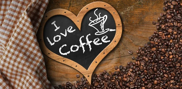 I Love Coffee - Blackboard with Coffee Beans