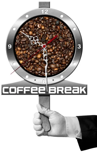 Coffee Break - uithangbord met koffiebonen — Stockfoto