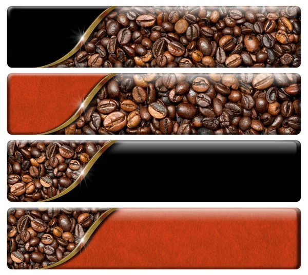 Банери з смажених кавових зерен — стокове фото