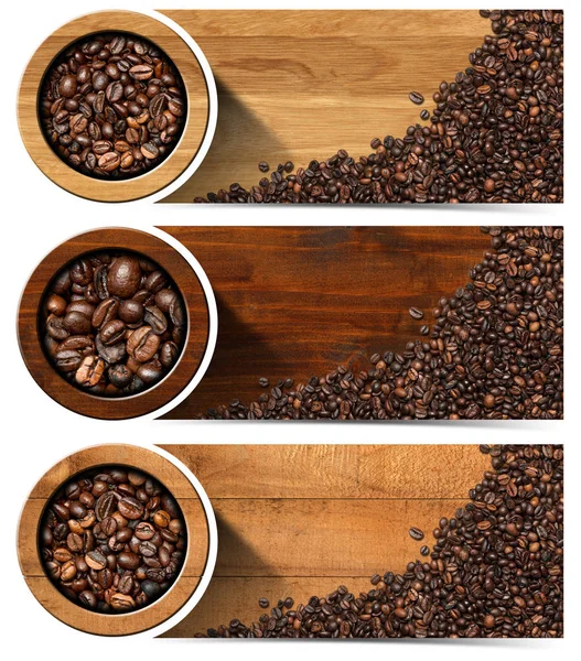 Банери з смажених кавових зерен — стокове фото