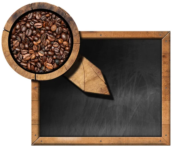 黑板上用咖啡豆和副本空间 — 图库照片