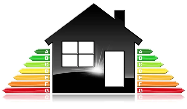 Enerji verimliliği - ev şeklinde sembolü — Stok fotoğraf