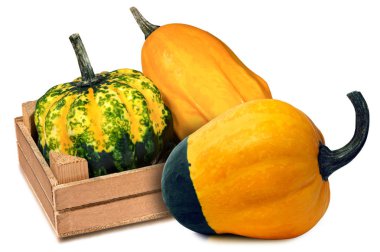 Üç kabak ile ahşap sandık