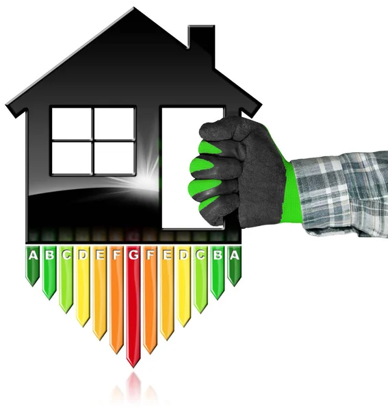 Efektywności energetycznej - Symbol w kształcie domu — Zdjęcie stockowe