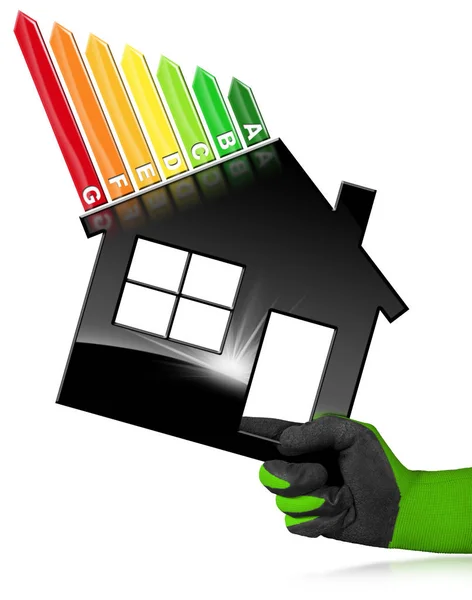 Energetická účinnost - Symbol ve tvaru domu — Stock fotografie