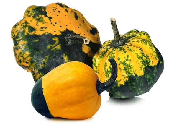 Beyaz izole üç dekoratif kabaklar