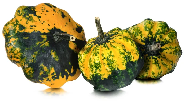 Beyaz izole üç dekoratif kabaklar