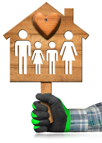 Model House with Family and Heart — Stock Photo, Image