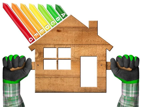 Efficienza energetica - Casa in legno — Foto Stock