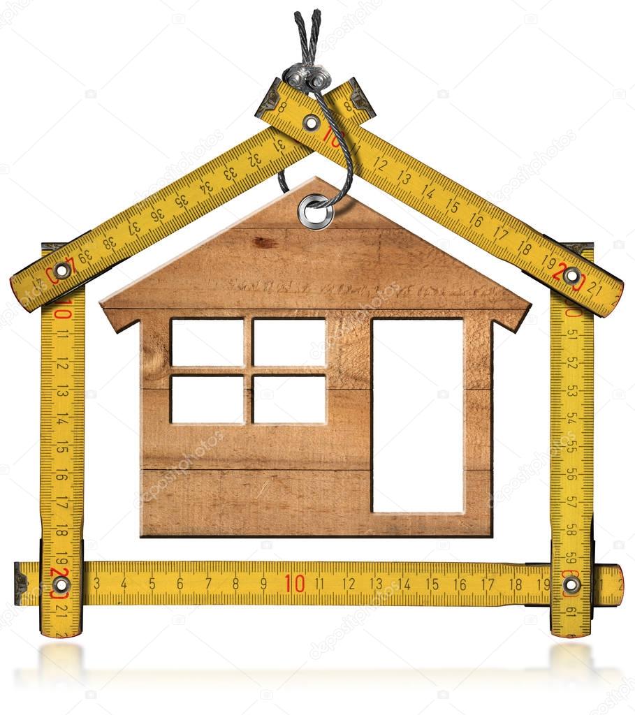 Model House and Wooden Folding Ruler