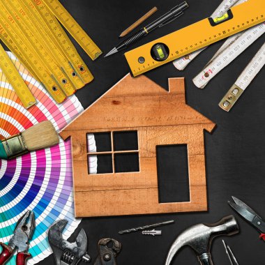 İş araçları ve House - ev geliştirme kavramı