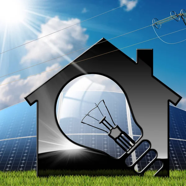 Model ev güneş panelleri ve güç hattı