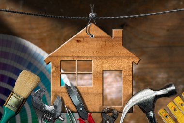 İş araçları ve House - ev geliştirme kavramı