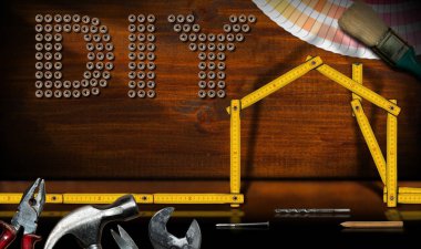 DIY sembolü - iş araçları ve Model evi