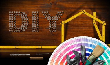 DIY sembolü - iş araçları ve Model evi