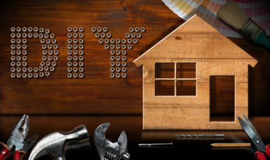 DIY sembolü - iş araçları ve Model evi