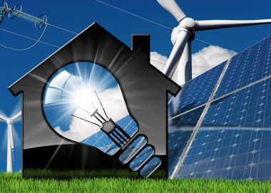 Ampul ve yenilenebilir kaynakları ile ev 
