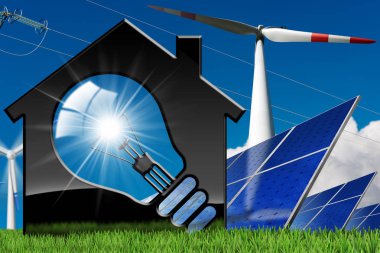 Ampul ve yenilenebilir kaynakları ile ev 
