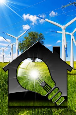 Ampul ve rüzgar türbinleri ile model ev