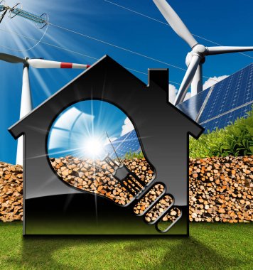 Ampul ve yenilenebilir kaynakları ile ev 