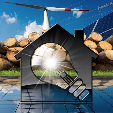 Ampul ve yenilenebilir kaynakları ile ev 