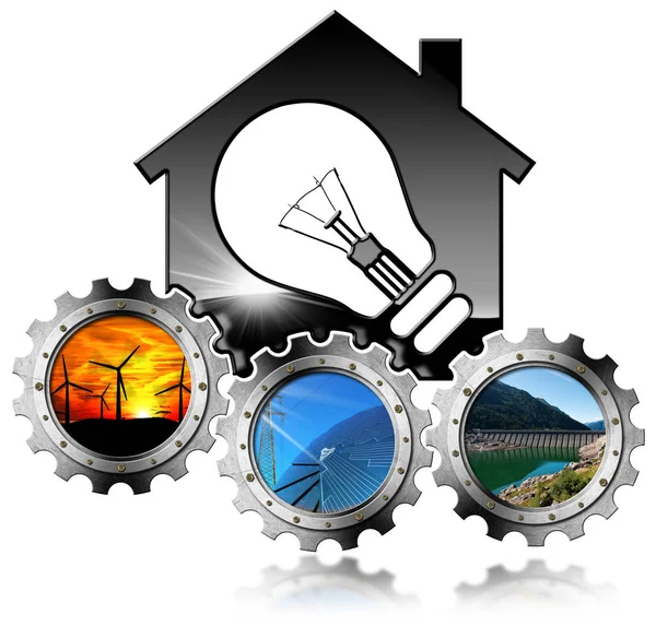 Recursos renováveis - Casa com lâmpada — Fotografia de Stock