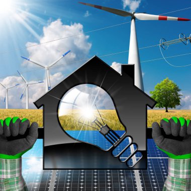 Ampul ve yenilenebilir kaynakları ile ev 