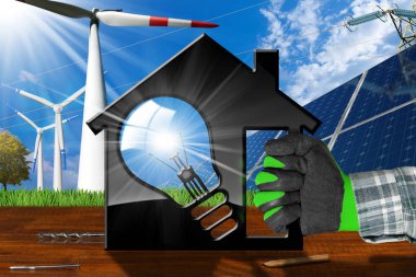 Ampul ve yenilenebilir kaynakları ile ev