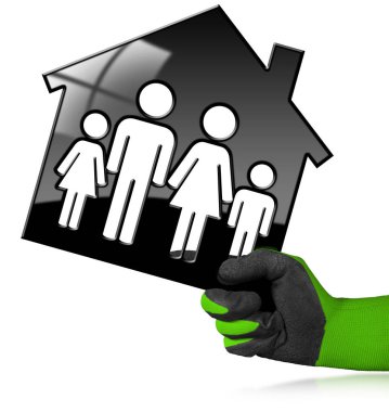 Bir aile ile siyah modeli ev