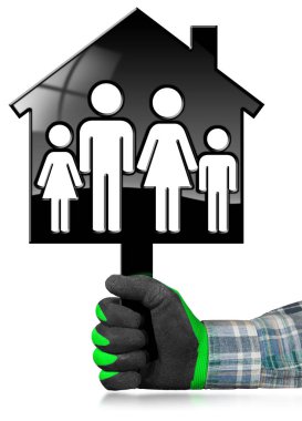 Bir aile ile siyah modeli ev