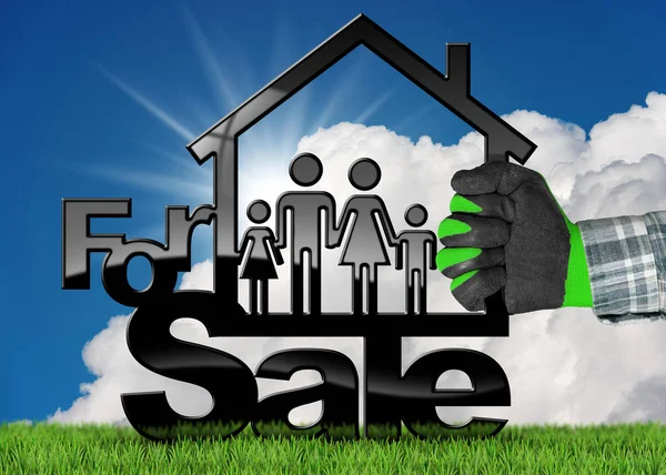 판매를 위한 모델 하우스의 상징 — 스톡 사진