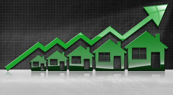 Vendas de imóveis em crescimento - Gráfico com casas — Fotografia de Stock