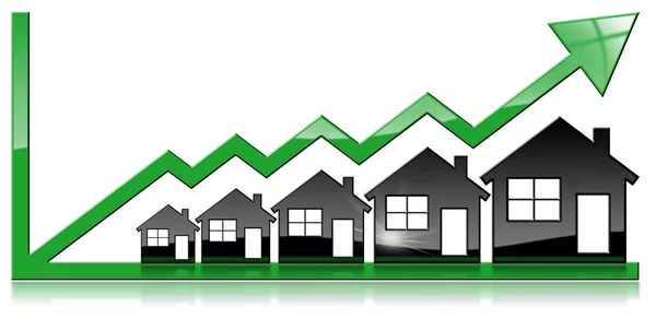 Büyüyen gayrimenkul satış - grafik evleriyle — Stok fotoğraf