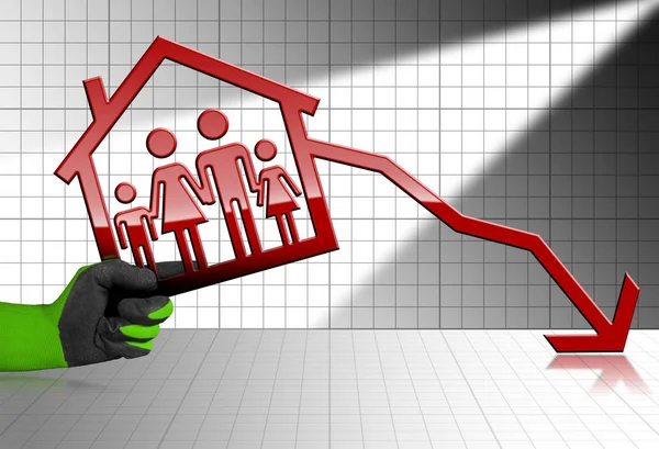 Decreasing Real Estate Sales - Graph with House