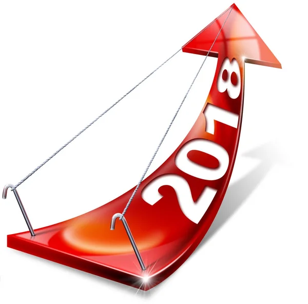 Flecha positiva roja 2018 - Año nuevo — Foto de Stock
