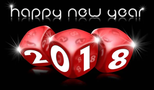 Šťastný nový rok 2018 s červenými kostkami — Stock fotografie