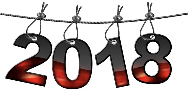 Nowy Rok 2018 - wiszące na lina stalowa — Zdjęcie stockowe