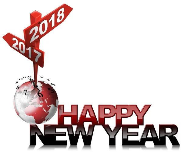 Boldog új évet 2017 2018 - két útjelző táblák — Stock Fotó