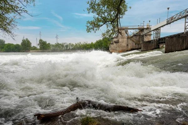 Old Dam in the Adige River - Verona Italy — Stock Photo, Image