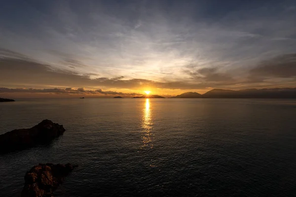 Zachód słońca w zatoce La Spezia-Liguria Włochy — Zdjęcie stockowe