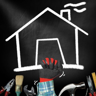 Ev Geliştirme Konsepti - Ev tebeşiri çizimi