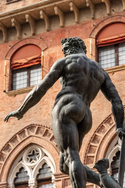 Estatua Bronce Neptuno 1566 Dios Romano Fuente Piazza Del Nettuno —  Fotos de Stock