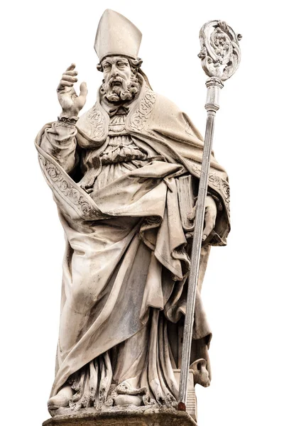 Мраморная Статуя Епископа Сан Петронио 1683 Изолирована Белом Фоне Покровительница — стоковое фото