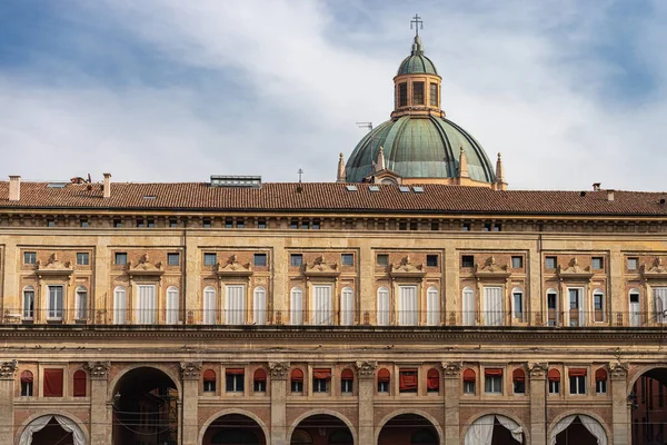 Piazza Maggiore Piazza Principale Bologna Palazzo Dei Banchi 1568 Cupola — Foto Stock