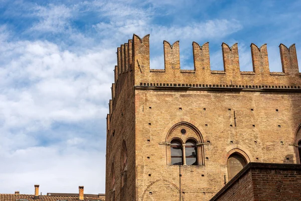 Detailní Záběr Středověkého Palazzo Enzo Palác King Enzo 1245 Piazza — Stock fotografie