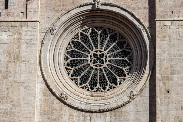 Růžové Okno Fasády Katedrály San Vigilio Duomo Trento 1212 1321 — Stock fotografie
