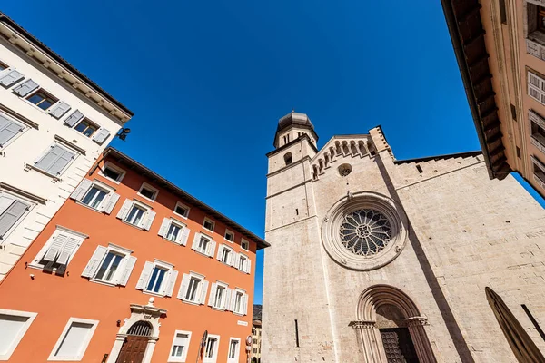 Facade San Vigilio Cathedral Duomo Trento 1212 1321 Bell Tower — Stock Photo, Image