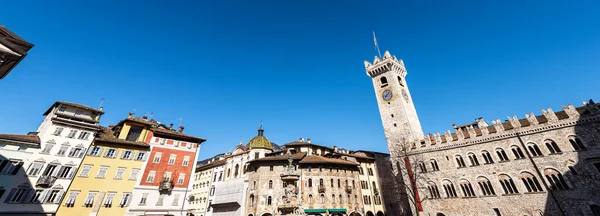 Piazza Del Duomo Plac Katedralny Trento Fontanną Neptuna Wieża Obywatelska — Zdjęcie stockowe