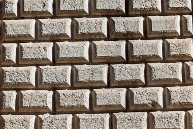Ashlar (İtalyanca Bugnato), Trentino Alto Adige, İtalya, Avrupa 'da büyük taş bloklardan oluşan bir duvara yakın plan